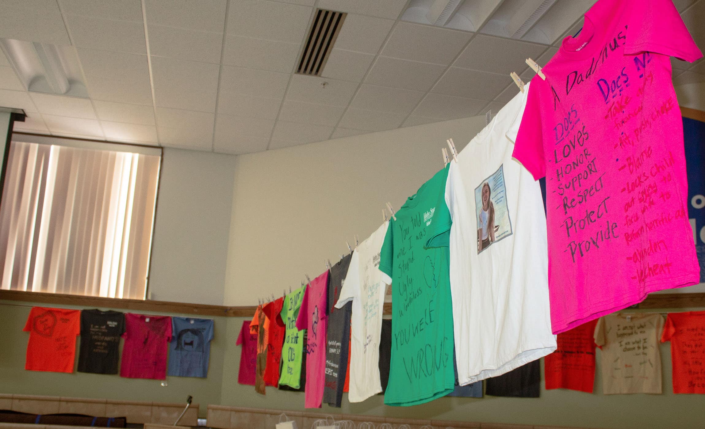 photo of shirts hanging up inside CEI cafeteria