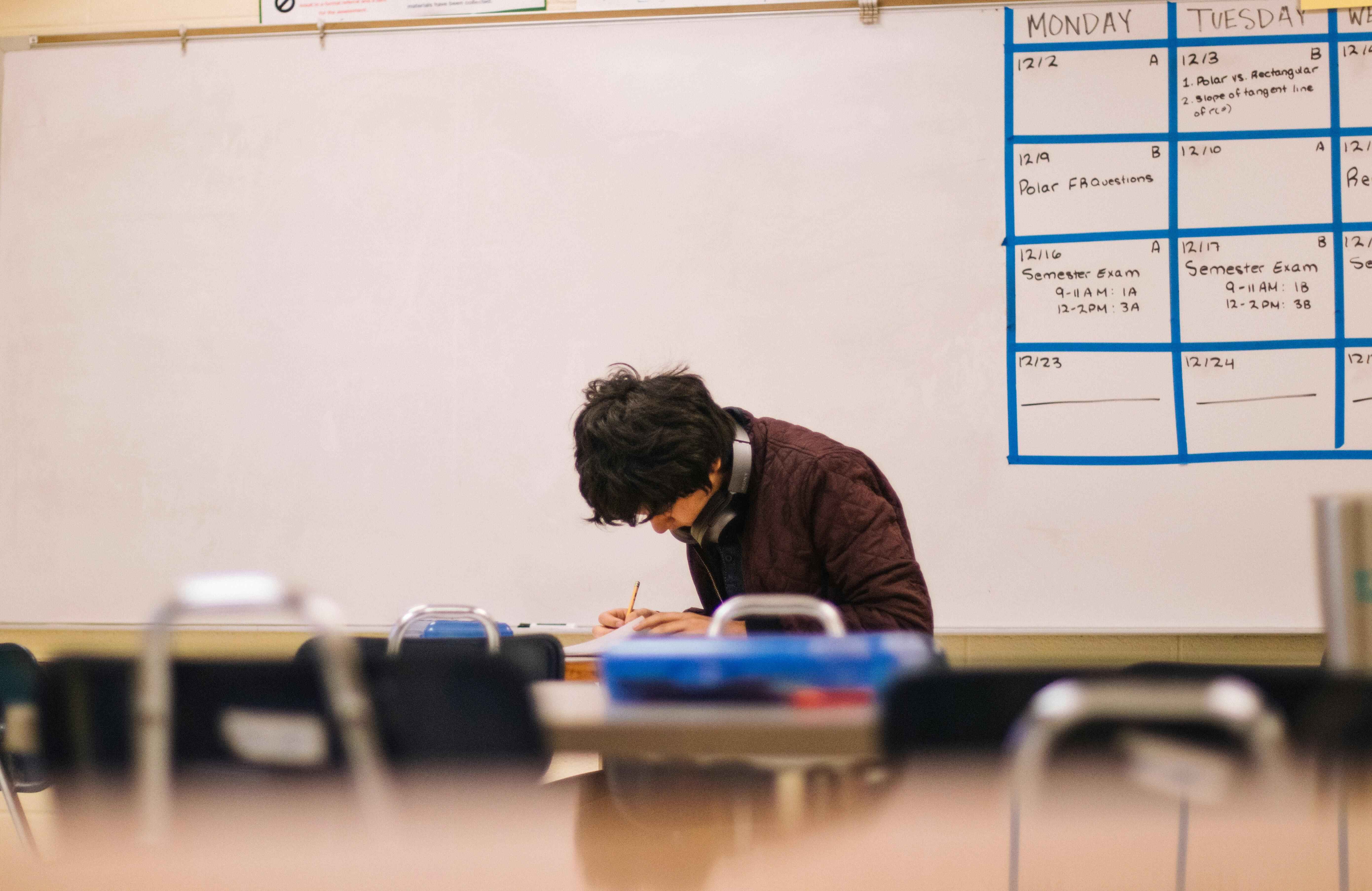 Student working in a classroom