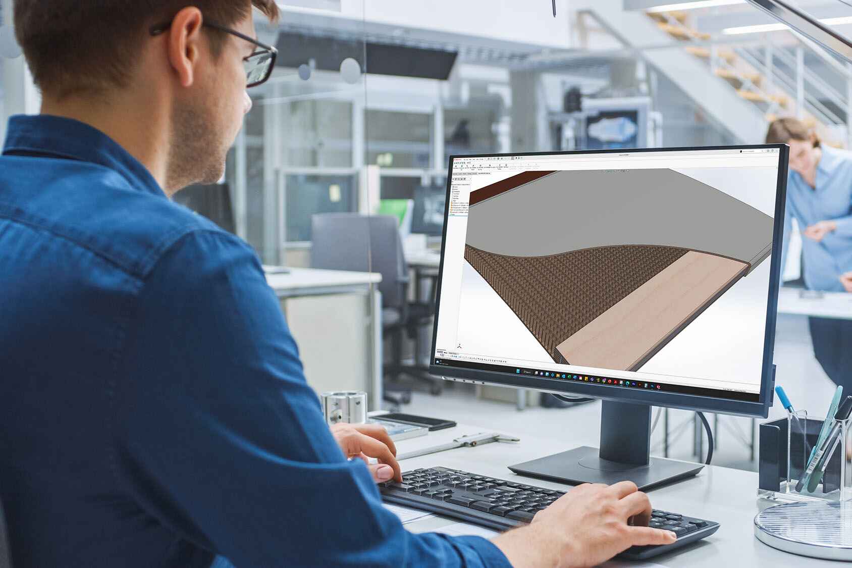 Man using CAD software