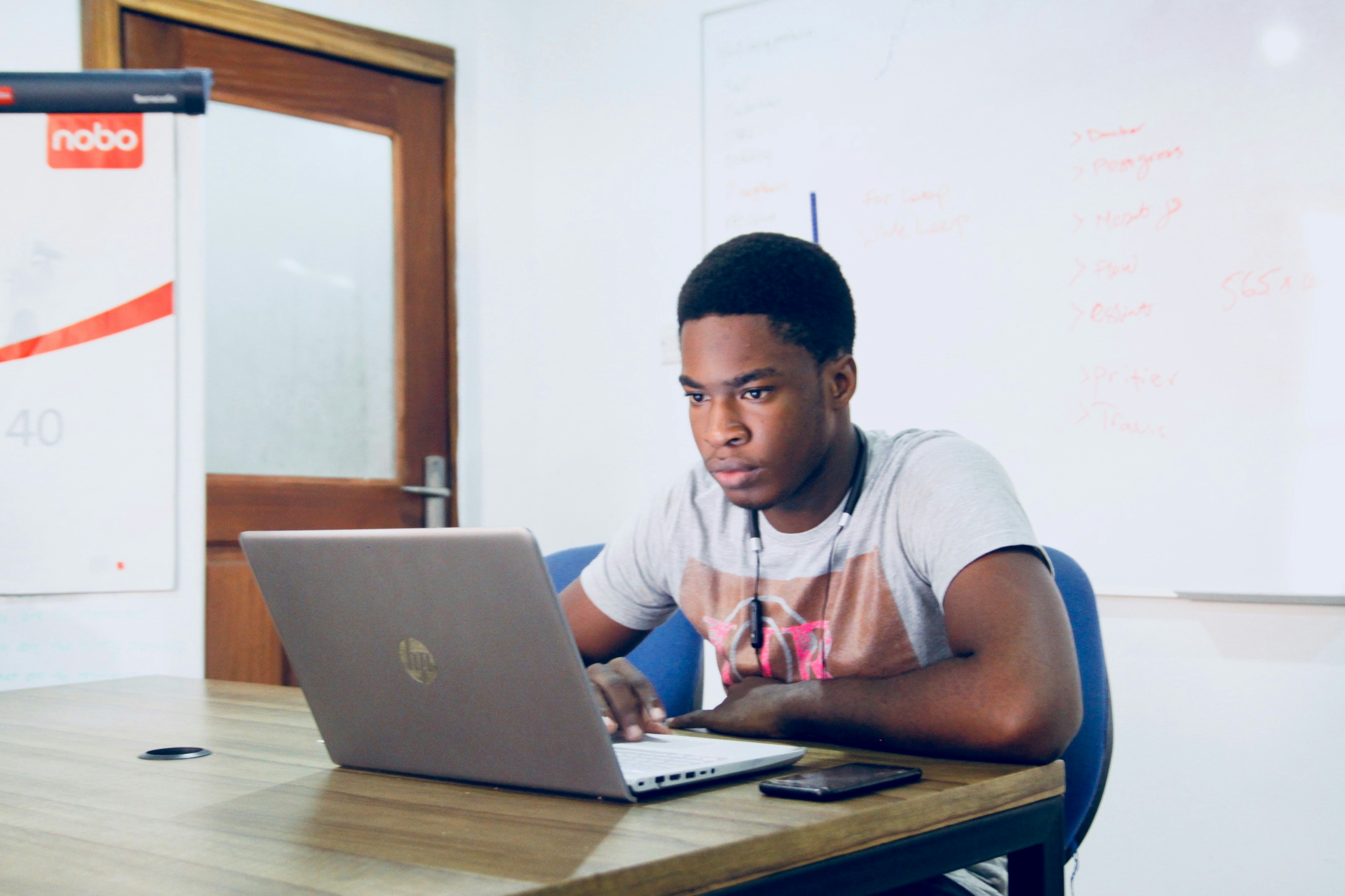 Student on computer