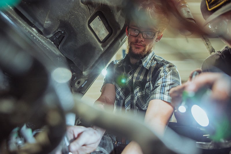 Man working on a car